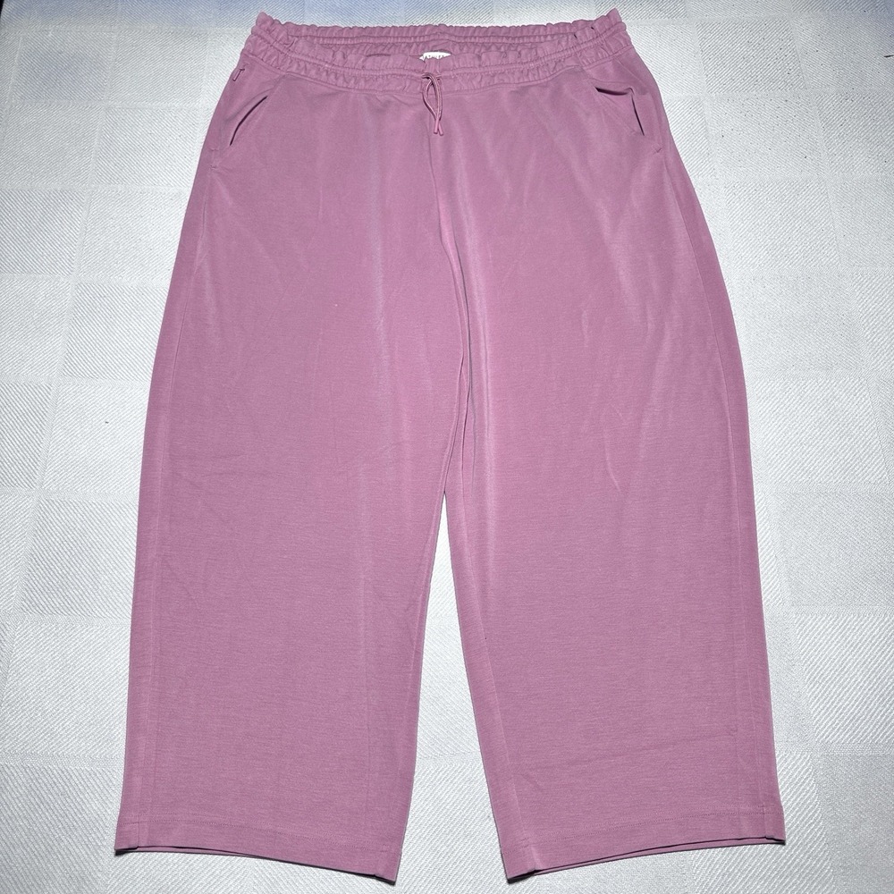 Athleta Seasoft Straight Pants Womens 2X Pink Wide Leg Crop High Rise Silky Soft